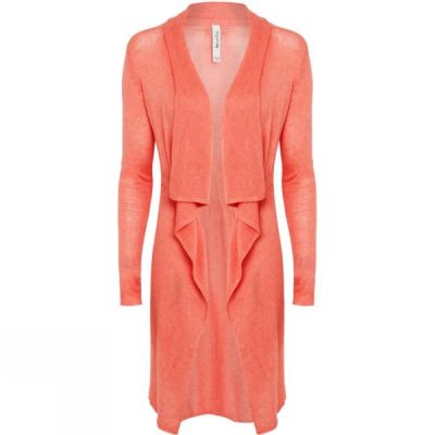 Cardigan Weird Fish Briony Knitted Long Length Mujer Coral - Chile NBS894072
